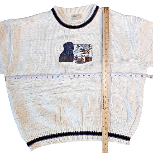 Vtg St John’s Bay Sweater Embroidered Ducks Dog Chunky Grandpa Cabin Core Casual - Picture 7 of 10